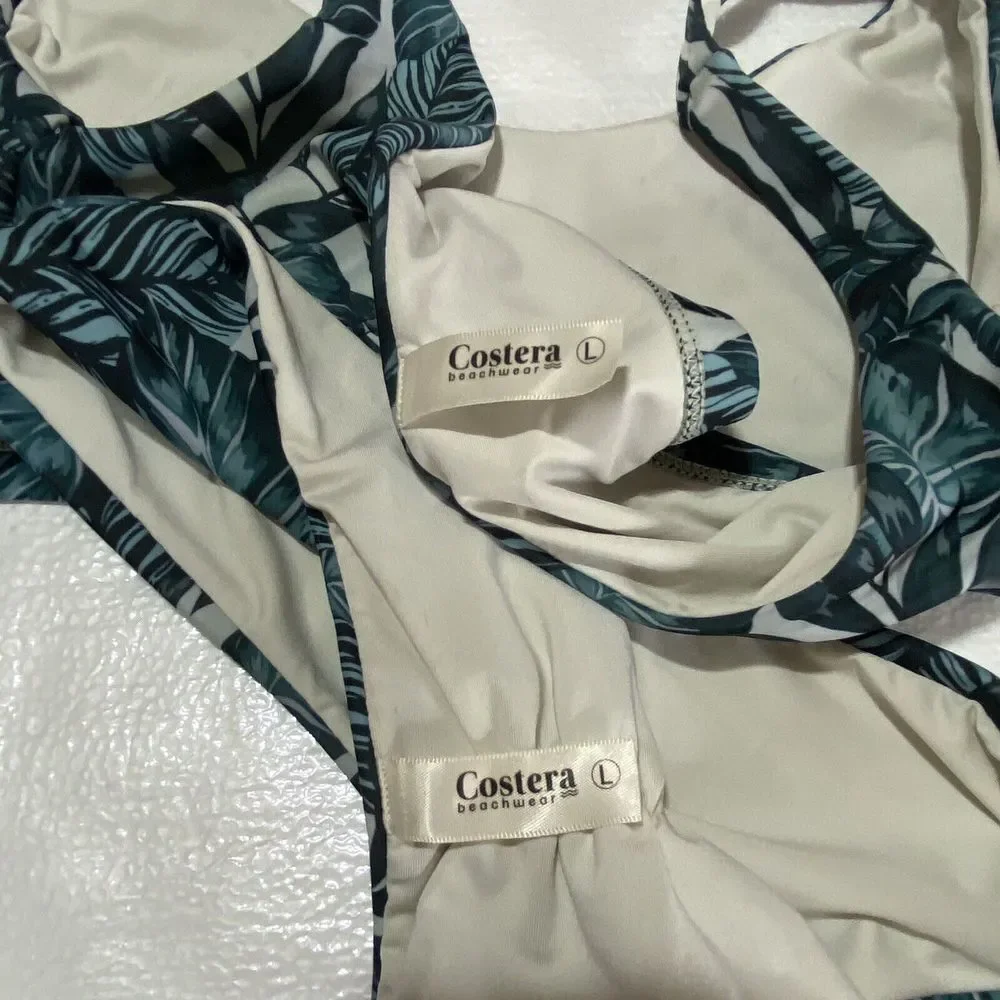Costera Beachwear Swim Bikini Womens‎ Size Large Green Tropical